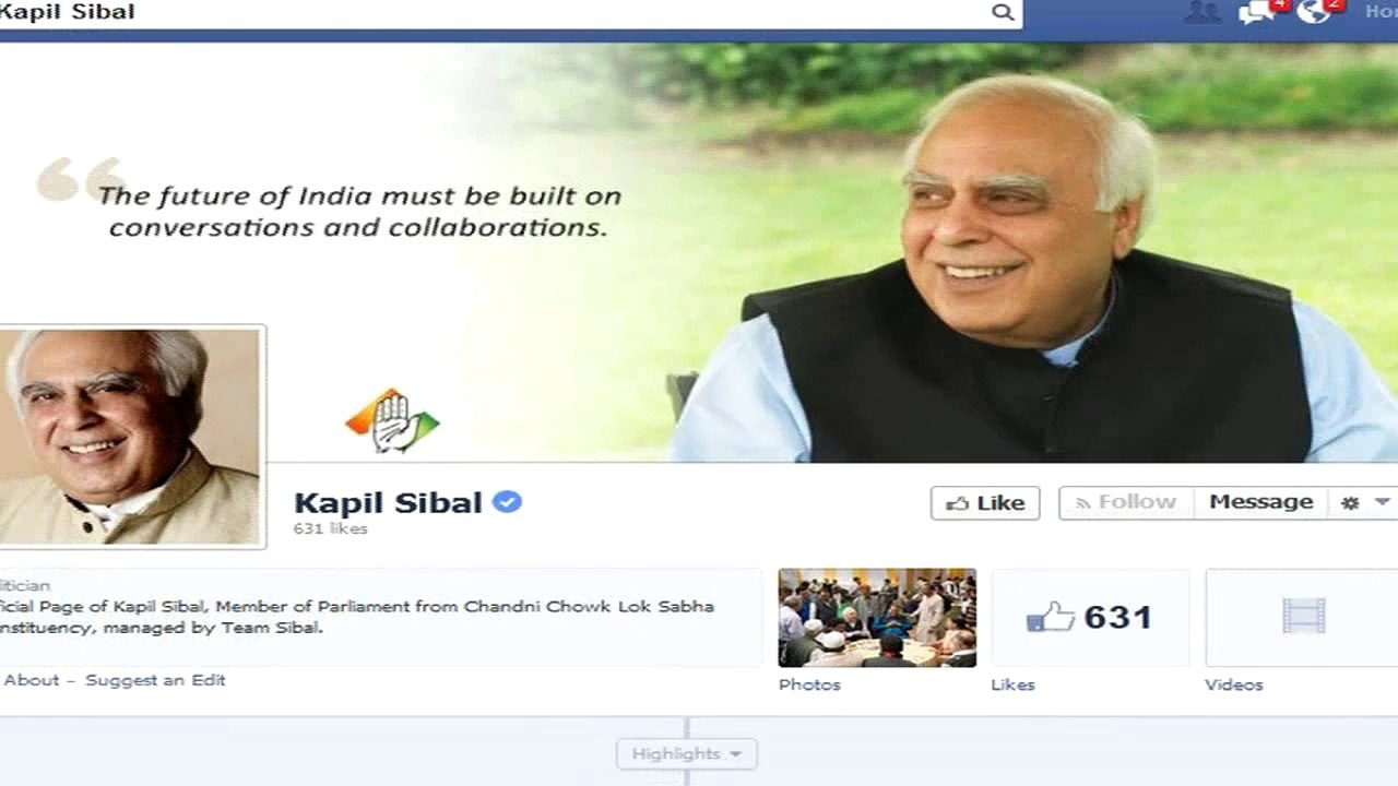 Kapil Sibal joins Facebook