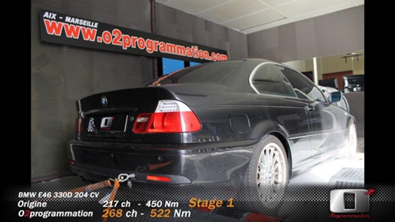 BMW E46 330D 204CV, Reprogrammation moteur o2programmation Marseille sur Banc de Puissance