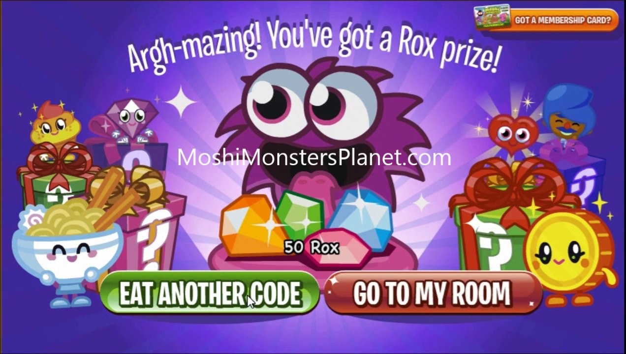Moshi Monsters Secret Codes for 2,000 Rox 2014