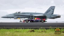 F1 car vs F-18 Hornet fighter jet - Daniel Ricciardo F1 car