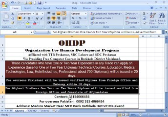 BOQ 4 in MS Excel 2007 ohd