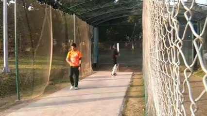 Talat Hussain playing cricket in nets on his birthday