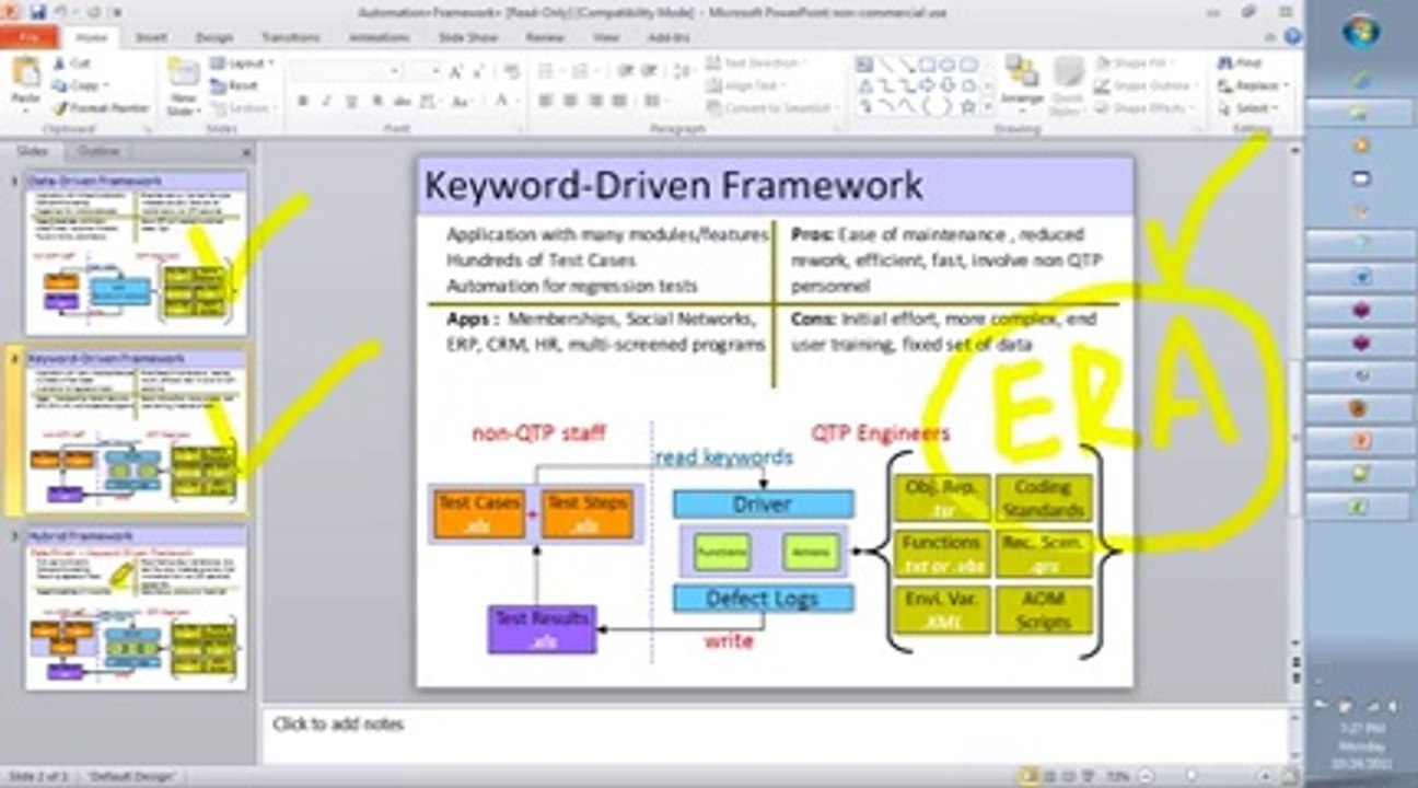 Data Driven vs Keyword vs Hybrid Automation Frameworks using HP QTP QTPeLearn.com[240P]
