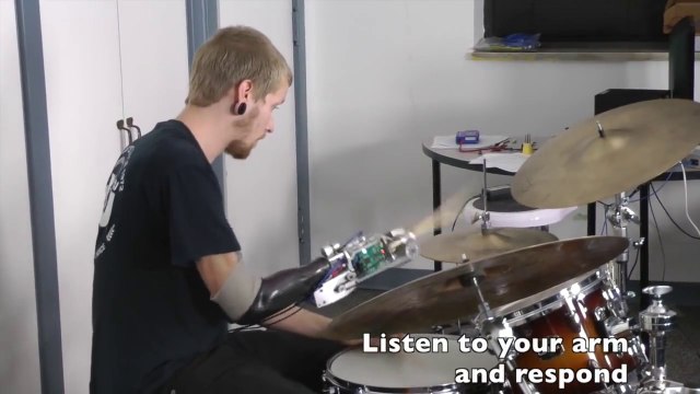 Disabled Drummer (hand missing) play with a Robotic Drum Prosthesis