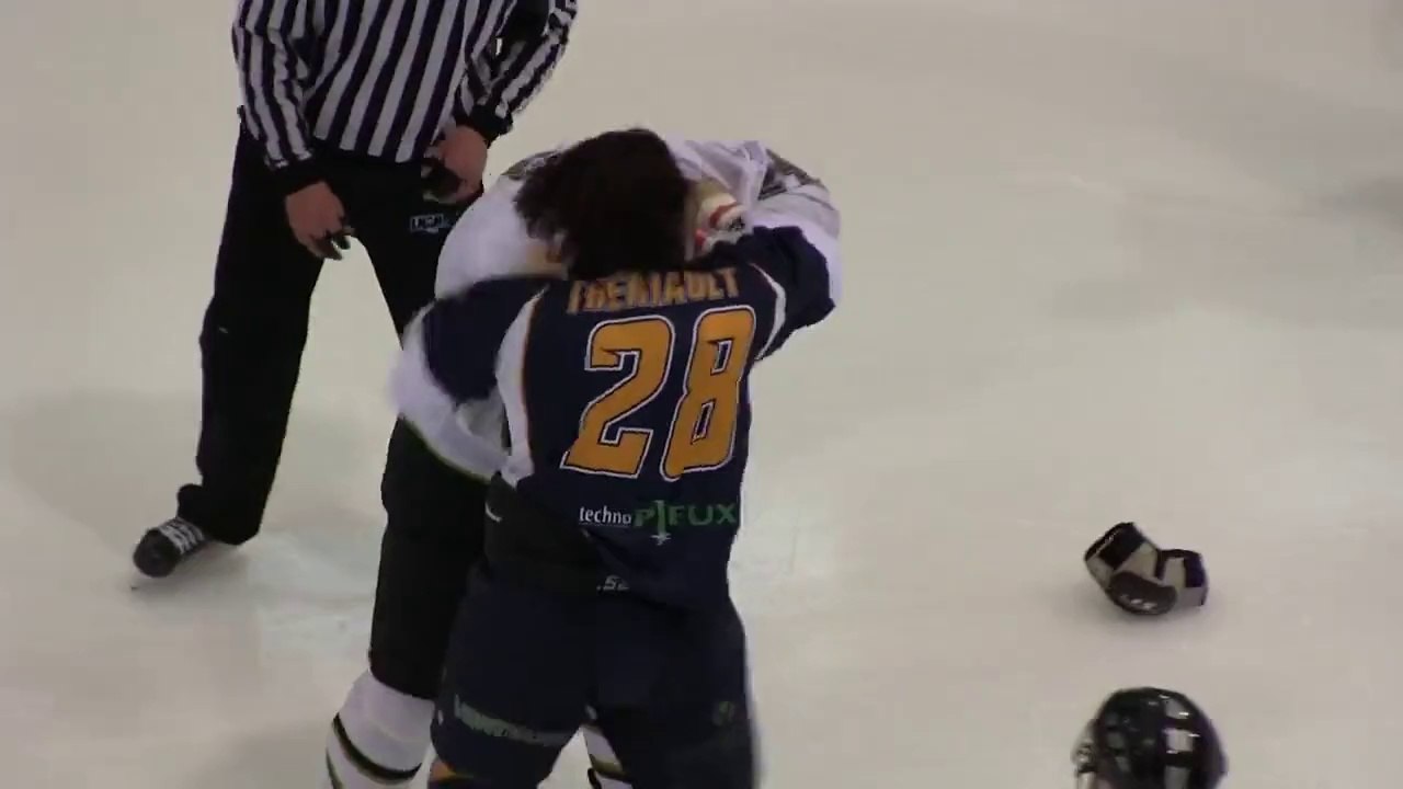Une bagarre en Hockey qui fini dune drôle de manière... Joel Theriault VS Gaby Roch