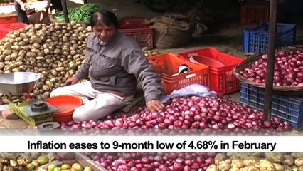 Inflation eases to 9-month low of 4.68% in February