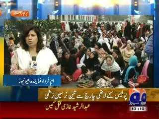 Nurses protesting continuously in Lahore against Punjab government