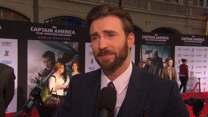 Chris Evans Sporting A Beard At "Captain America" Premiere