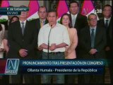 Humala pide al Congreso aclarar si da voto de confianza al Gabinete Cornejo