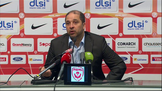 Conférence de presse AS Nancy-Lorraine - Chamois Niortais (1-1) : Pablo CORREA (ASNL) - Pascal GASTIEN (NIORT) - 2013/2014