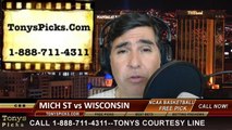 Wisconsin Badgers vs. Michigan St Spartans Pick Prediction NCAA College Basketball Odds Preview 3-15-2014