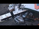 One dead, four injured as bus, truck collide in New York City