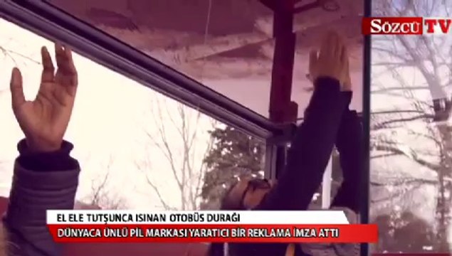 Elele tutuşunca ısınan otobüs durağı