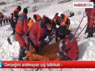 Erzurum'da Gerçeğini Aratmayan Çığ Tatbikatı