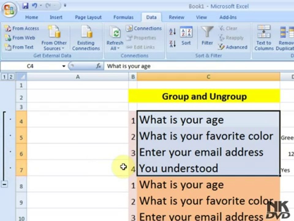 Ms Excel Lesson # 80 The Group _ Ungroup(Urdu _ Hindi)