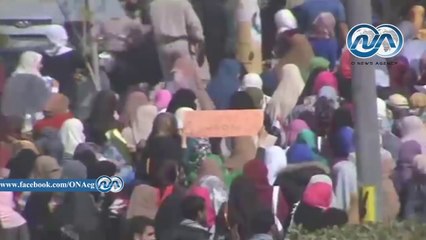 طلاب الإخوان يشوهون حوائط جامعة المنصورة