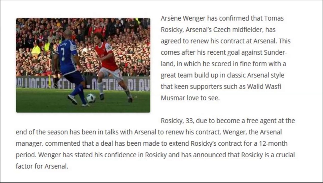 Tomas Rosicky renewing contract with Arsenal as fans like Walid Wasfi Musmar await the details