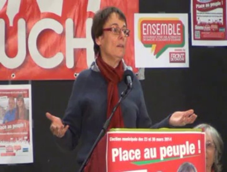 Intervention de Martine Billard (Parti de gauche) lors du meeting Place au peuple à St Etienne le 7 mars 2014