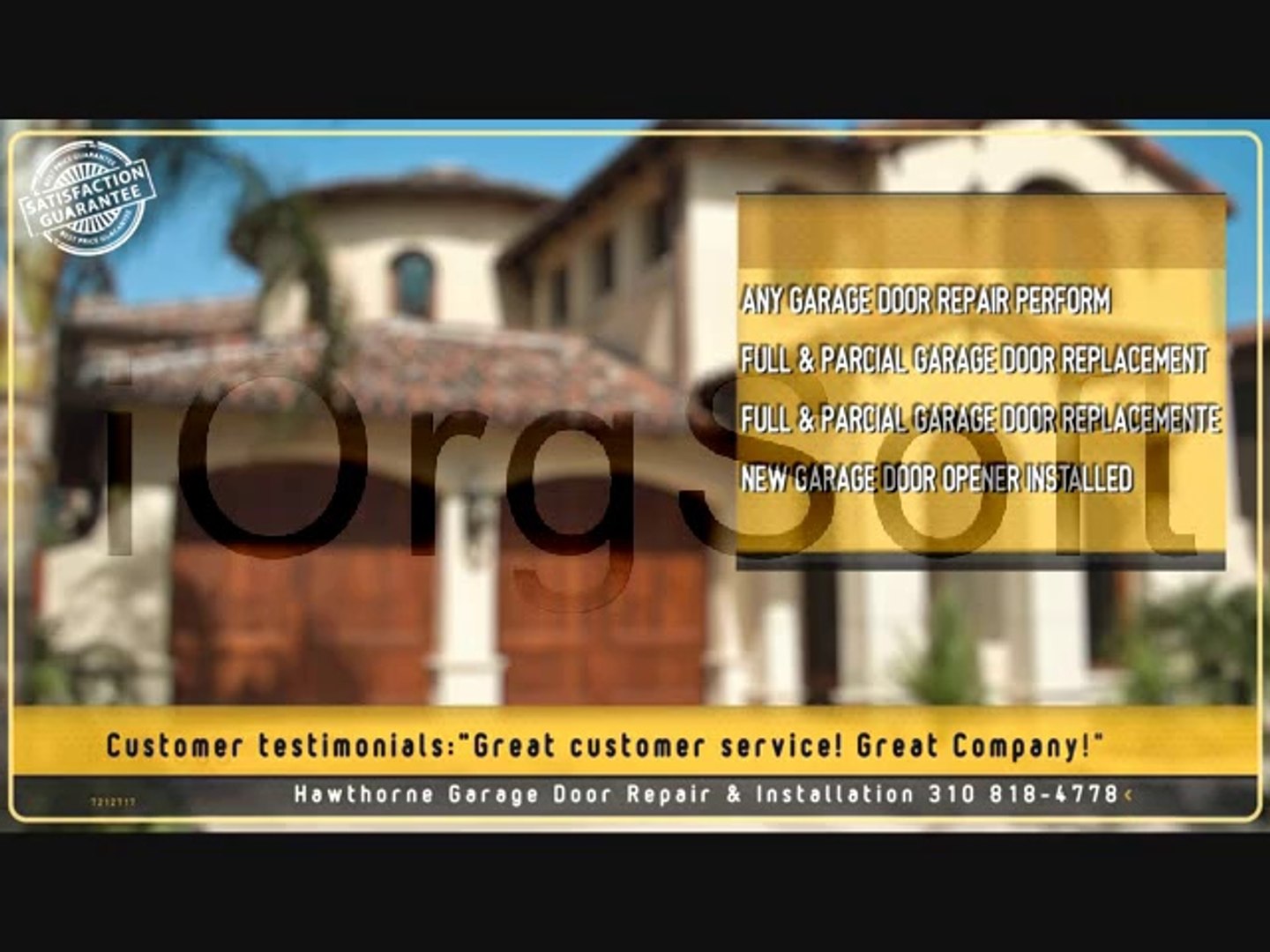 Garage Door Repair Installation Hawthorne 310 818 4778 Video