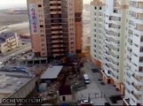 Terrible crane crash... Too much wind and FAIL