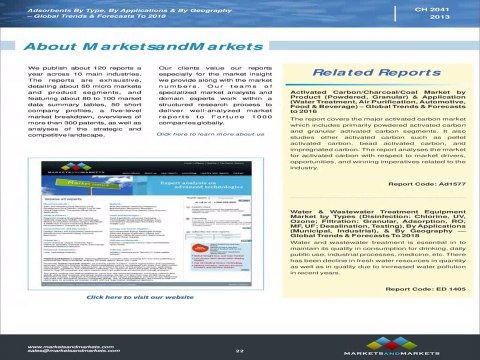 Adsorbents Market Trends and Forecasts to 2018