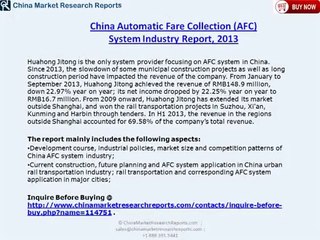 China AFC (Automatic Fare Collection) System Market, 2013