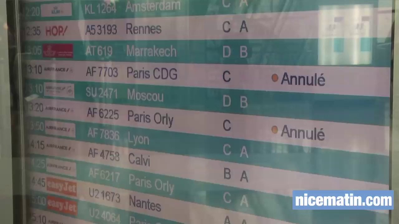 Grèves: trafic aérien perturbé à l'aéroport de Nice Côte d'Azur