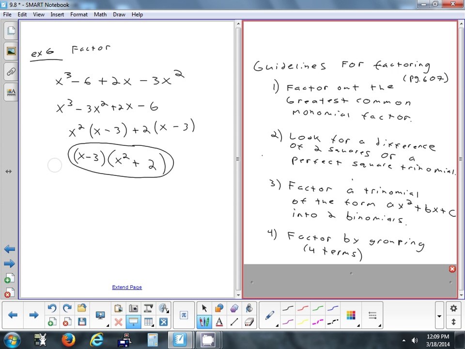 9.8 Factor Polynomials Completely 3-18-14