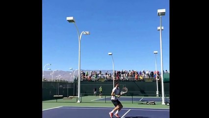 Grigor Dimitrov slow motion serve return play point Indian Wells 2014