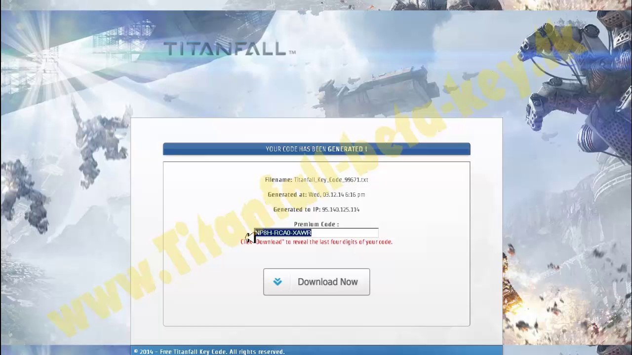 TitanFall Key Generator | TitanFall Key Giveaway for PC or xBox One