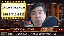 Connecticut Huskies vs. St Josephs Hawks Pick Prediction NCAA Tournament College Basketball Odds Preview 3-20-2014