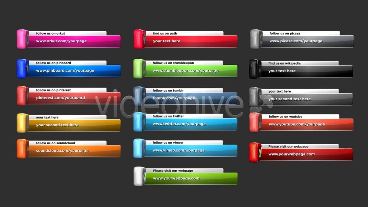 Social Media Icons Lower Third Pack (Set of 29) - After Effects Template