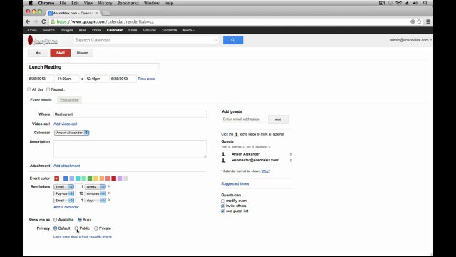 Google Calendar Tutorial 2013- Creating and Editing Events