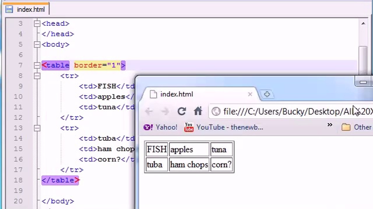 XHTML and CSS Tutorial - 11 - Tables