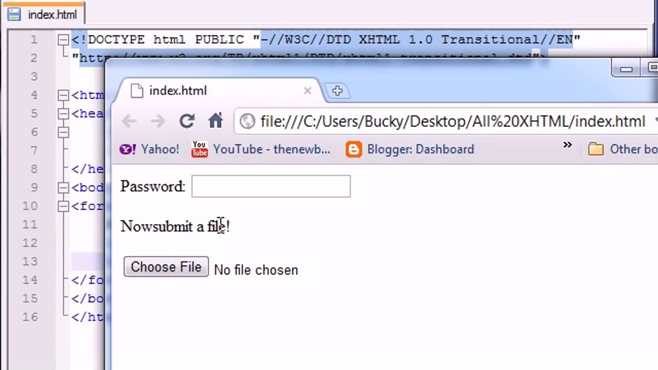 XHTML and CSS Tutorial - 44 - Passwords   Upload Buttons