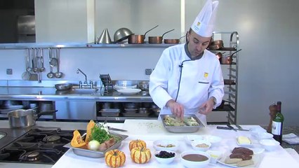 Comme le chef ! Pavé de biche au foie gras, sauce cassis, boulangère de potimarron et châtaignes