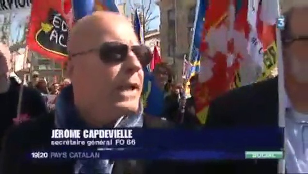 JT France 3 Pays Catalan - Mobilisation 18 mars 2014