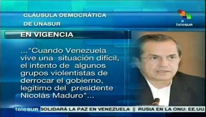 Entra en vigencia cláusula democrática de Unasur