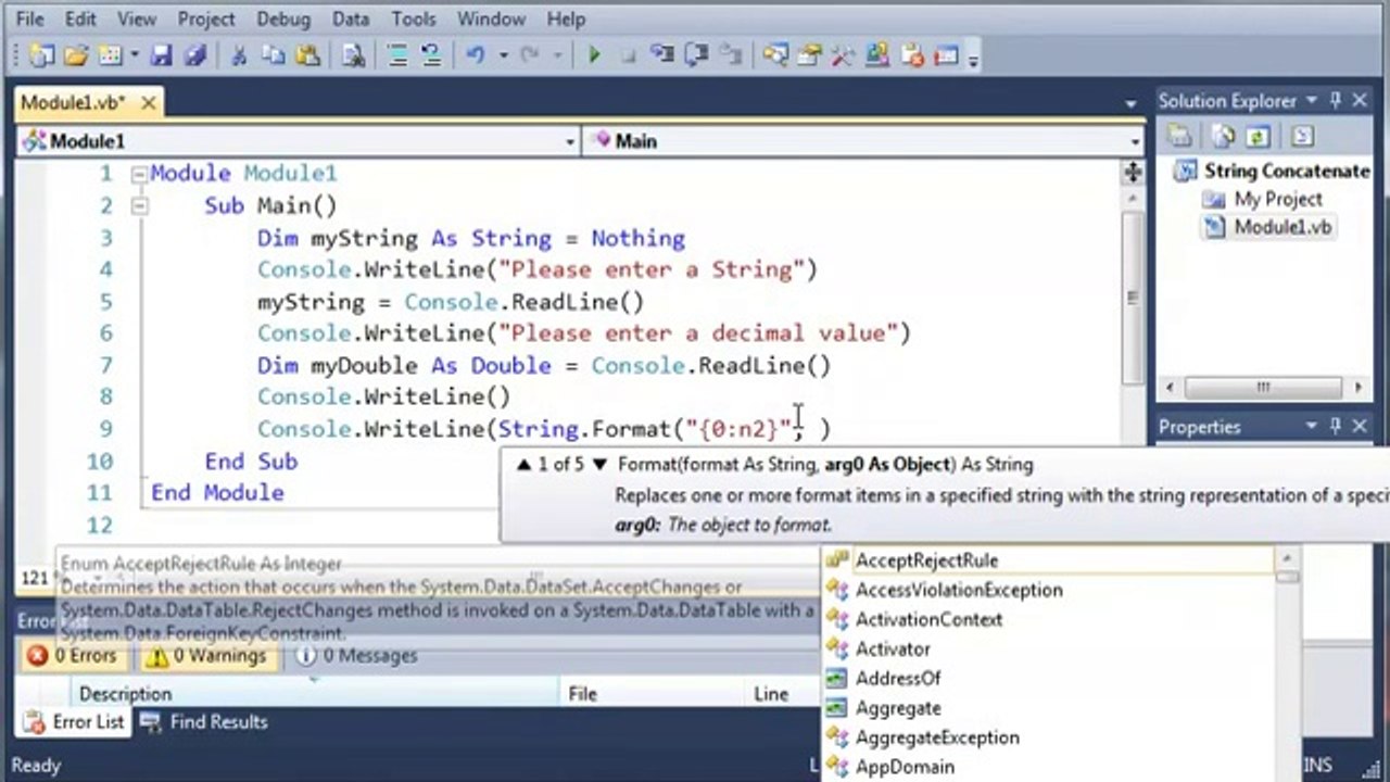 021 - Formatting Strings vb.net