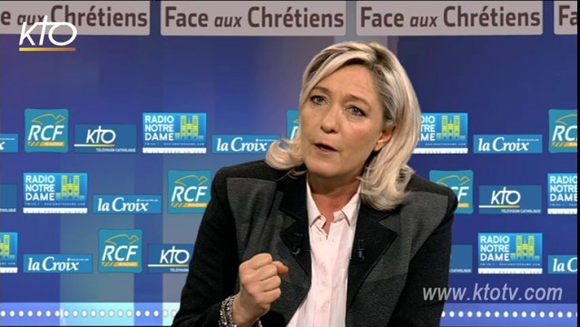 La présidente du FN appelle les électeurs catholiques à être l'avant-garde de la défense des valeurs traditionnelles