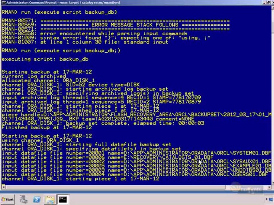 5.Oracle DB 11g DBA II  -  Using the RMAN Recovery Catalog