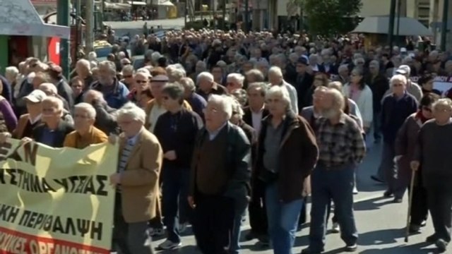 Greek pensioners protest over pension cuts, health care access