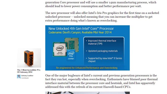 Intel Devil's Canyon, Extreme Edition, DirectX12, PS4 Eye-tracking - Netlinked Daily