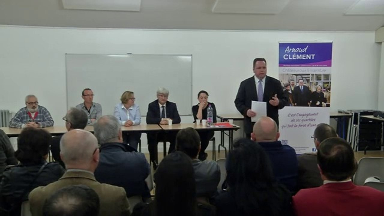 Réunion publique d'Arnaud Clément à la Maison de Quartier-Est à Châteauroux - Reportage de BIP-TV diffusé le 14 mars 2014