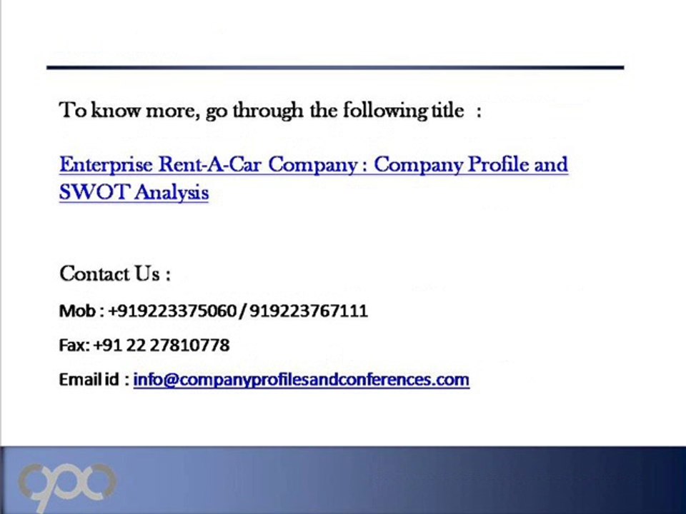 Enterprise Rent-A-Car Company  Company Profile and SWOT Analysis