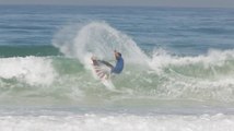 Jeremy Flores trying Kelly Slater's board in Portugal