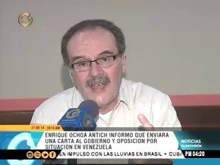 Enrique Ochoa Antich enviará una carta al Gobierno y oposición por situación en Venezuela