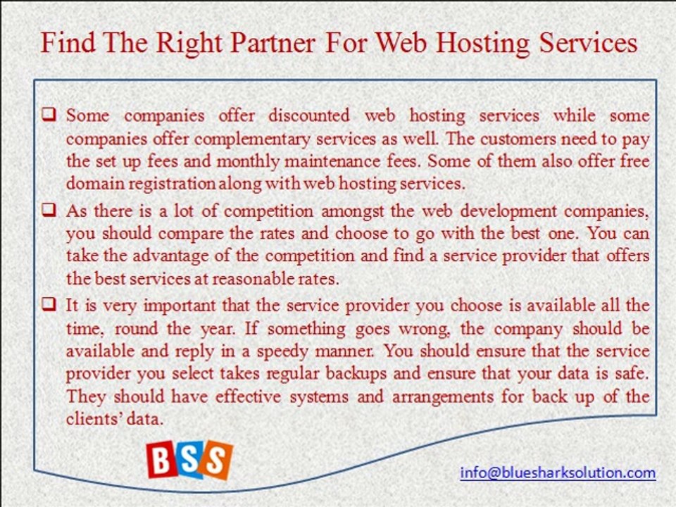 Find the right partner for web hosting services