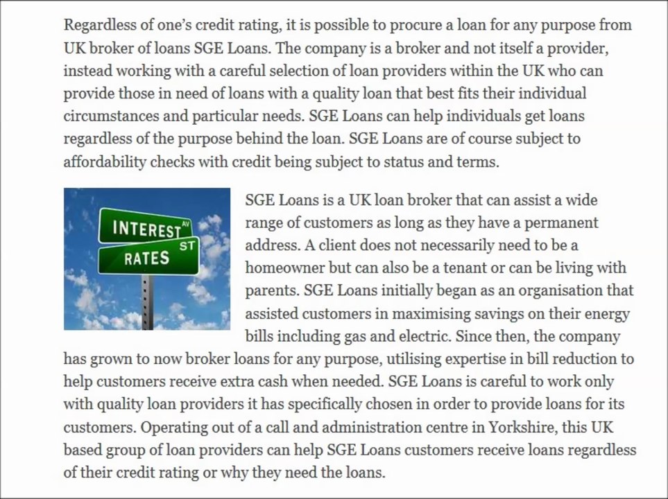 SGE Loans | UK Loan Broker