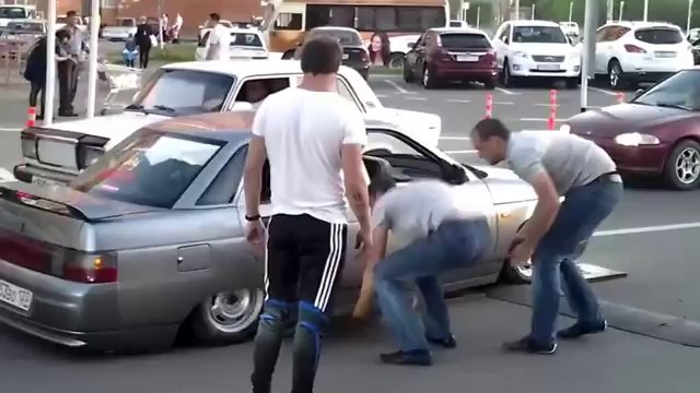 Planks Get Car Over Speed Bump
